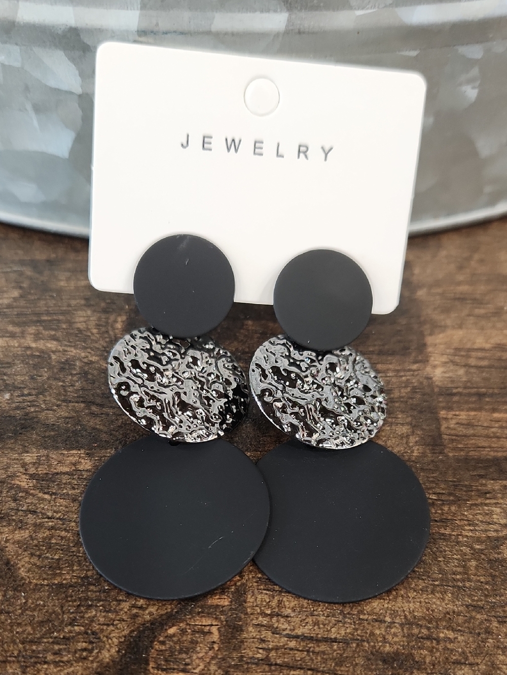 Black Triple-Drop Statement Earrings